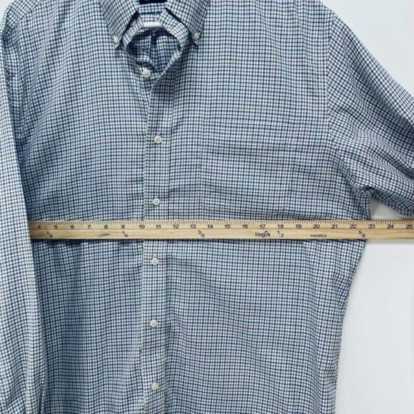 Vintage Ralph Lauren Plaid White/blue Button Down Long Sleeve Shirt 16 1/2 L - Picture 10 of 11